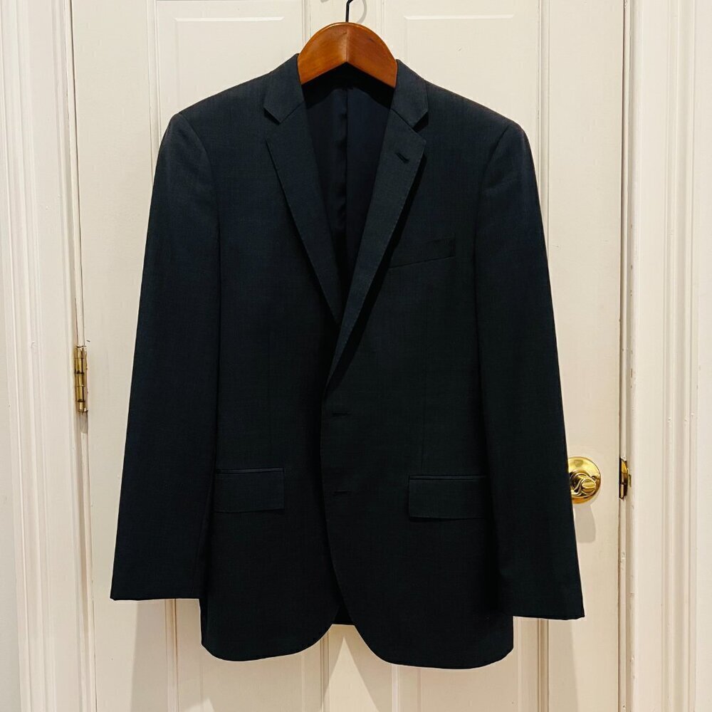 Mens 40 R J CREW Ludlow X Tollegno 1900 Solid Charcoal Grey Wool Suit Jacket - Picture 14 of 16